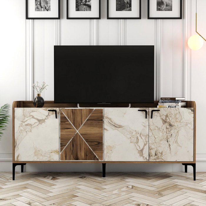 Hanah Home Venedik Consola de Mármol Nogal y Blanco Hanah Home Venedik Consola de Mármol Nogal y Blanco